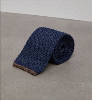 Blue Tie - Cotton and linen knit necktie